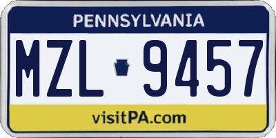 PA license plate MZL9457