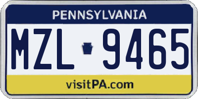 PA license plate MZL9465