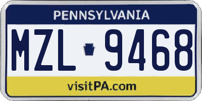 PA license plate MZL9468