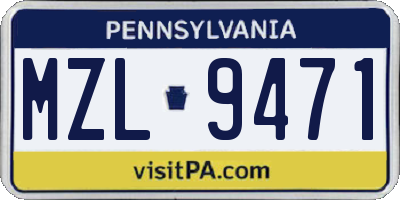 PA license plate MZL9471