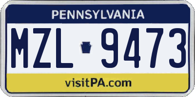 PA license plate MZL9473