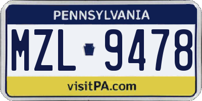 PA license plate MZL9478