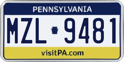 PA license plate MZL9481