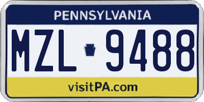 PA license plate MZL9488