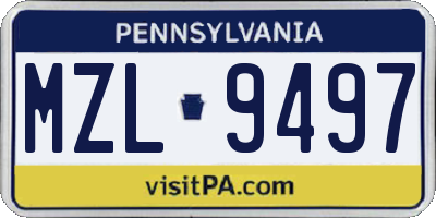 PA license plate MZL9497