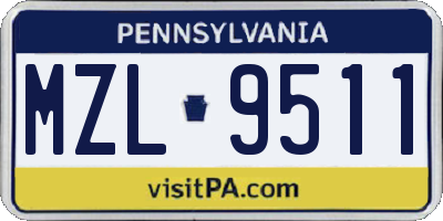 PA license plate MZL9511