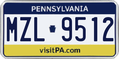 PA license plate MZL9512