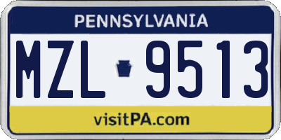 PA license plate MZL9513