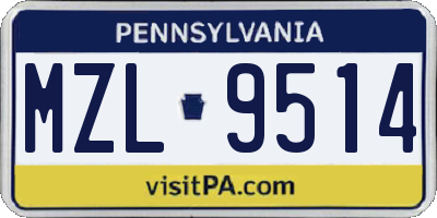 PA license plate MZL9514