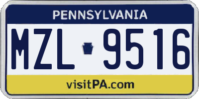 PA license plate MZL9516