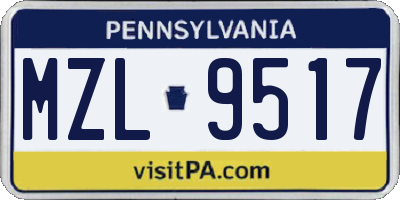 PA license plate MZL9517