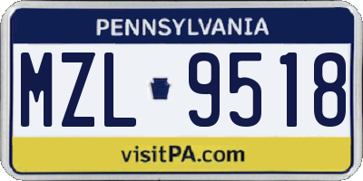 PA license plate MZL9518