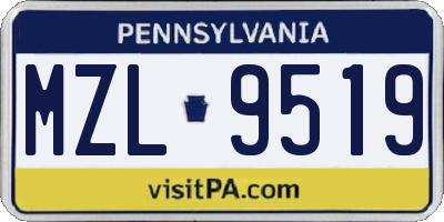 PA license plate MZL9519