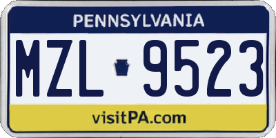 PA license plate MZL9523