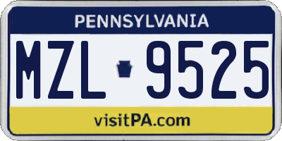 PA license plate MZL9525