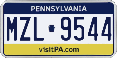 PA license plate MZL9544