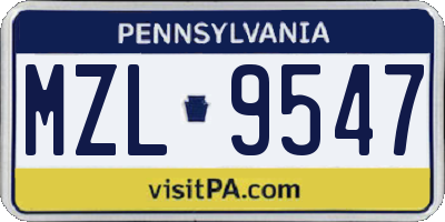PA license plate MZL9547
