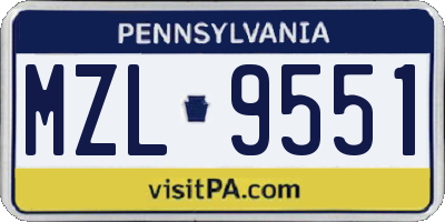PA license plate MZL9551