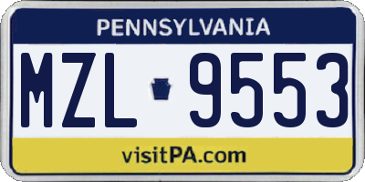 PA license plate MZL9553
