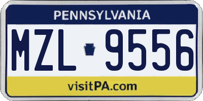 PA license plate MZL9556