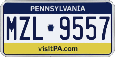 PA license plate MZL9557