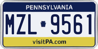 PA license plate MZL9561