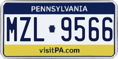 PA license plate MZL9566