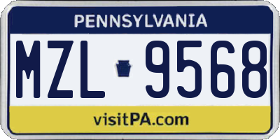 PA license plate MZL9568