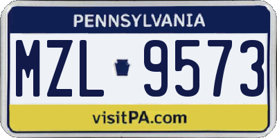 PA license plate MZL9573