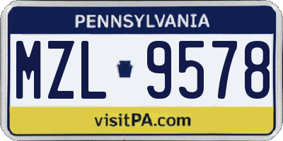 PA license plate MZL9578