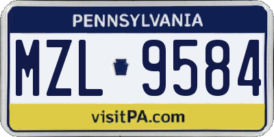 PA license plate MZL9584