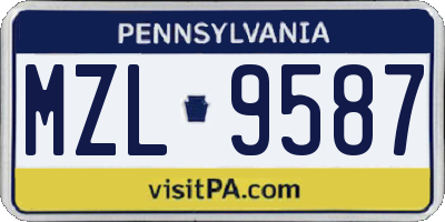 PA license plate MZL9587