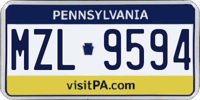 PA license plate MZL9594