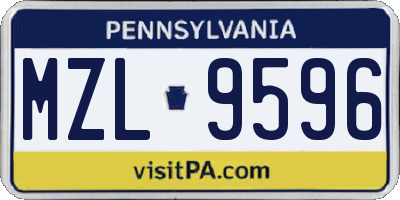 PA license plate MZL9596