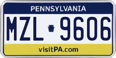 PA license plate MZL9606