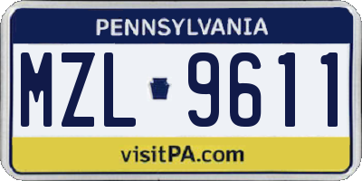 PA license plate MZL9611