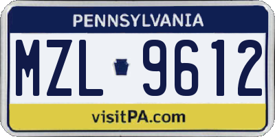 PA license plate MZL9612