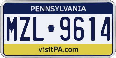 PA license plate MZL9614