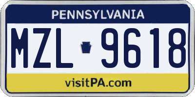 PA license plate MZL9618