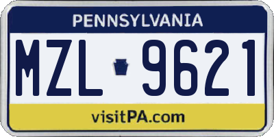PA license plate MZL9621
