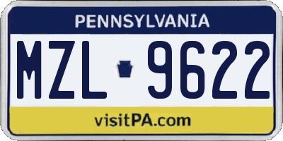 PA license plate MZL9622