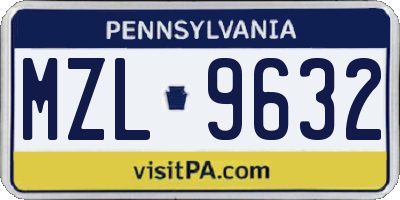 PA license plate MZL9632