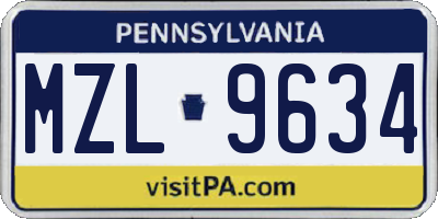 PA license plate MZL9634
