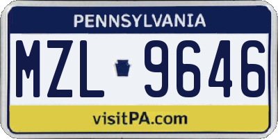PA license plate MZL9646