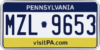 PA license plate MZL9653