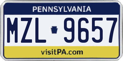 PA license plate MZL9657