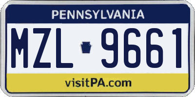 PA license plate MZL9661