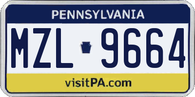 PA license plate MZL9664