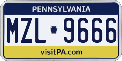 PA license plate MZL9666