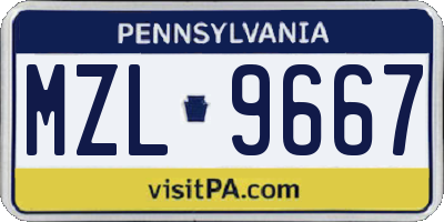 PA license plate MZL9667